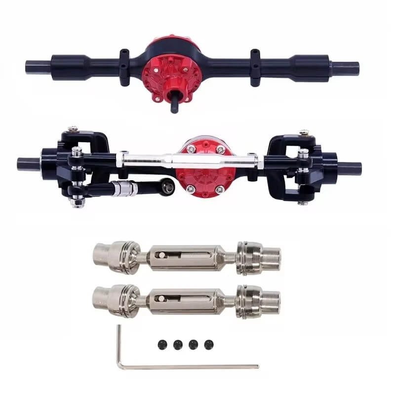 Metal Front & Rear Axle with Drive Shaft Set for WPL RC Crawlers