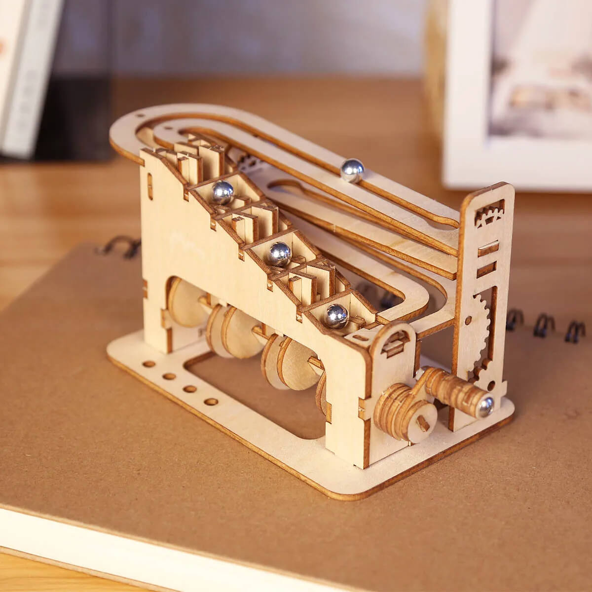 Wooden Mechanical Spiral Marble Run 3D DIY Puzzle