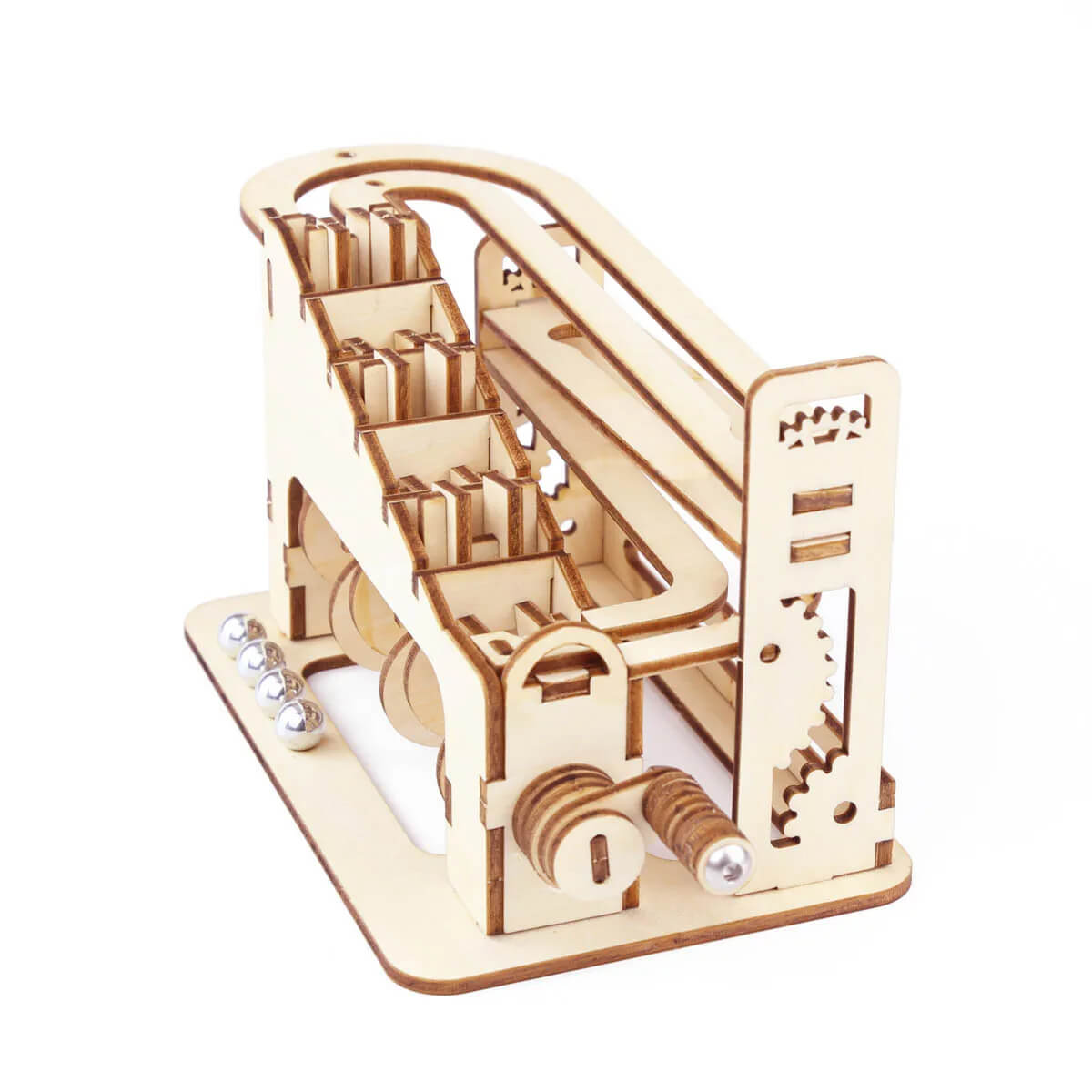 Wooden Mechanical Spiral Marble Run 3D DIY Puzzle