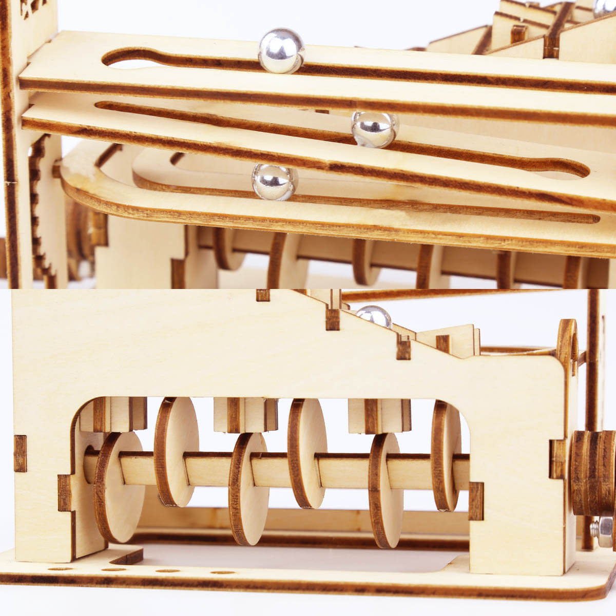 Wooden Mechanical Spiral Marble Run 3D DIY Puzzle