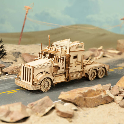 Movable Prime Mover Heavy Truck Model Building Kit - 3D Wooden Puzzle