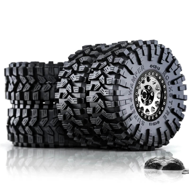 Metal 1.9" Bead-lock Rim & 120mm Tire Wheel Set for 1/10 RC Rock Crawler