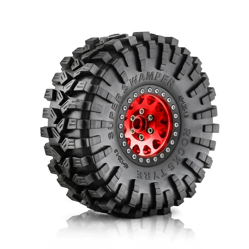 Metal 1.9" Bead-lock Rim & 120mm Tire Wheel Set for 1/10 RC Rock Crawler