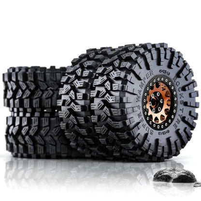 Metal 1.9" Bead-lock Rim & 120mm Tire Wheel Set for 1/10 RC Rock Crawler