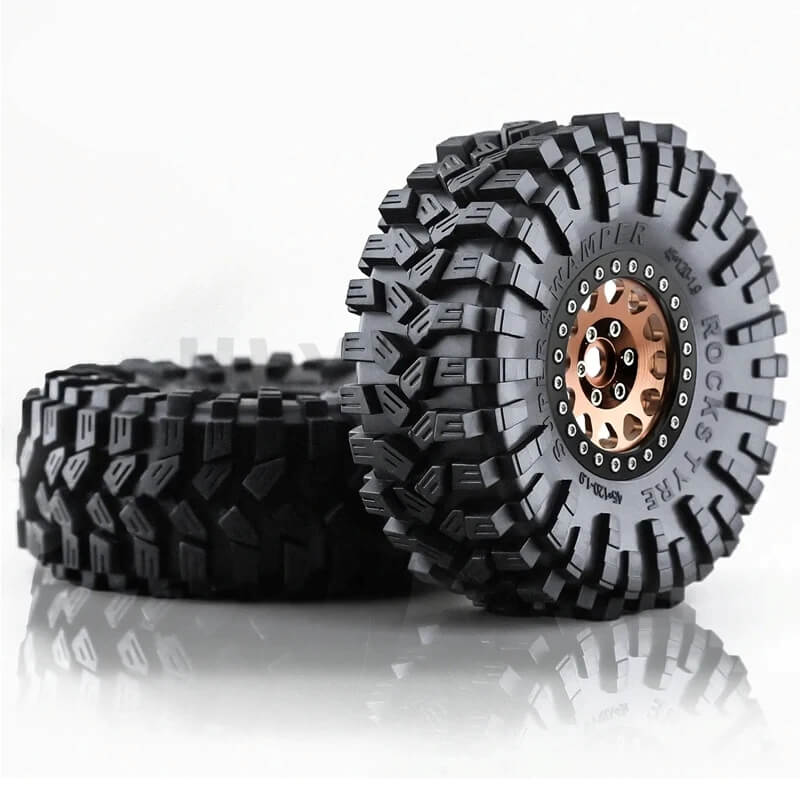 Metal 1.9" Bead-lock Rim & 120mm Tire Wheel Set for 1/10 RC Rock Crawler