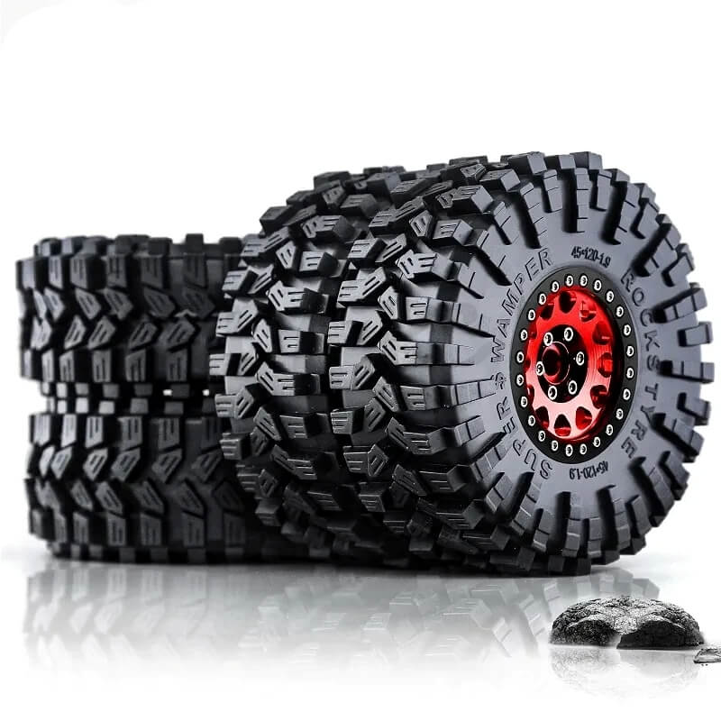 Metal 1.9" Bead-lock Rim & 120mm Tire Wheel Set for 1/10 RC Rock Crawler