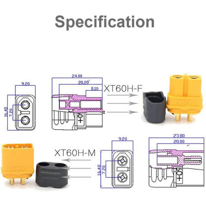 5 Pairs XT60H Connector Plugs with Sheath Housing