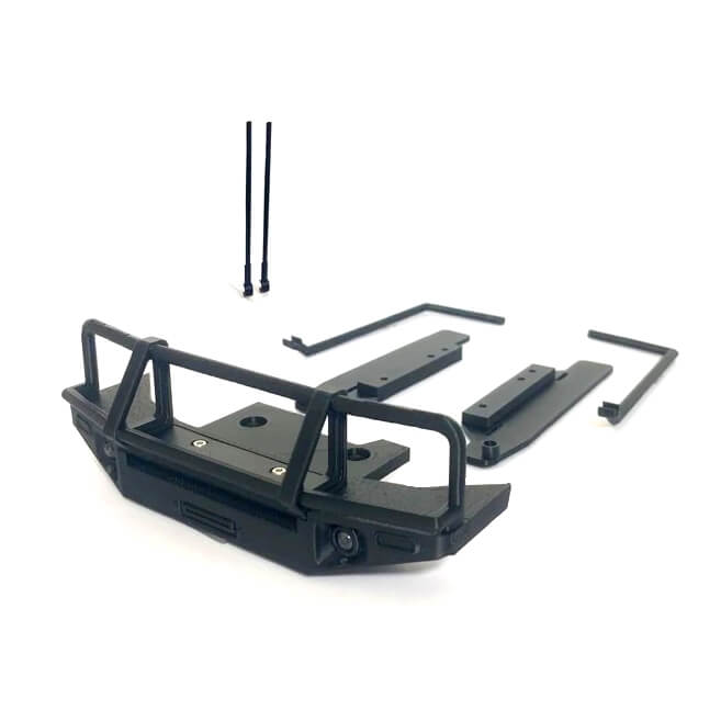 Front Bumper Bullbar Kit with Fog Lights, Brush Bars & Antennas for MN82 RC Rock Crawler