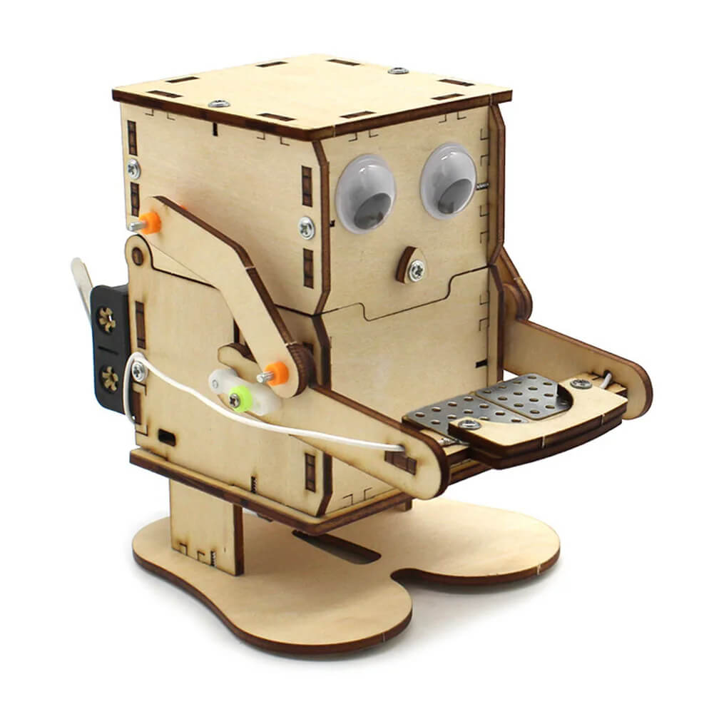 Coin Eating Wooden Robot - DIY Kit