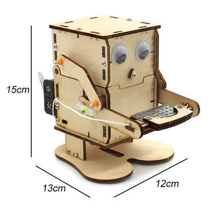 Coin Eating Wooden Robot - DIY Kit