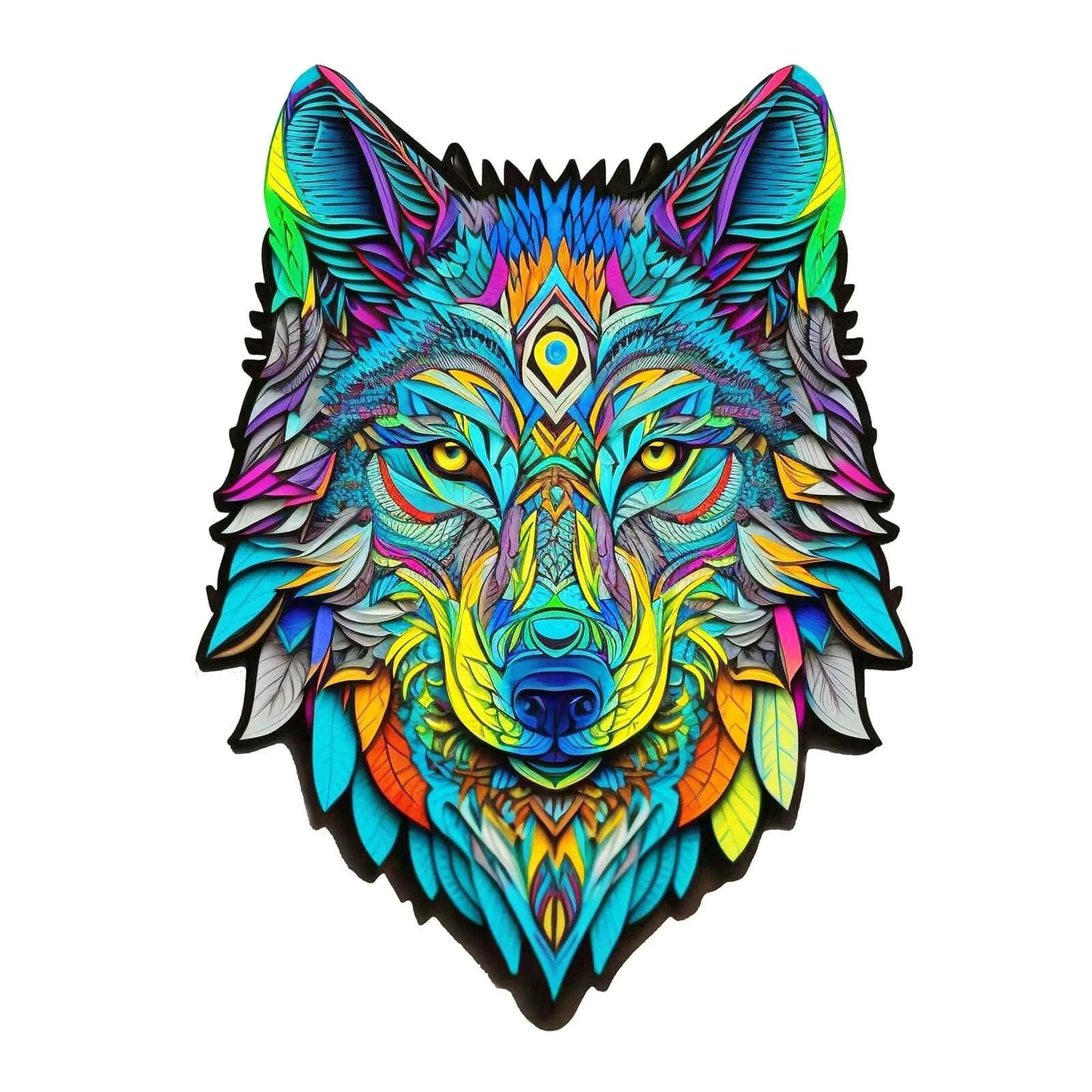 Colourful Wolf Wooden Puzzle