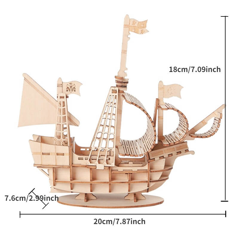 DIY Sailboat Ship 3D Wooden Puzzle