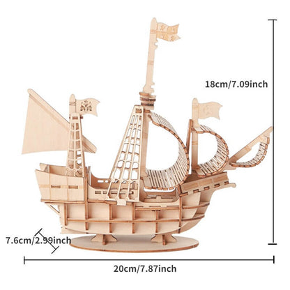 DIY Sailboat Ship 3D Wooden Puzzle