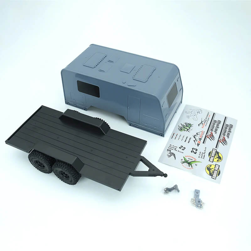 Dual Axle Caravan RV Trailer for 1/18 RC Crawlers