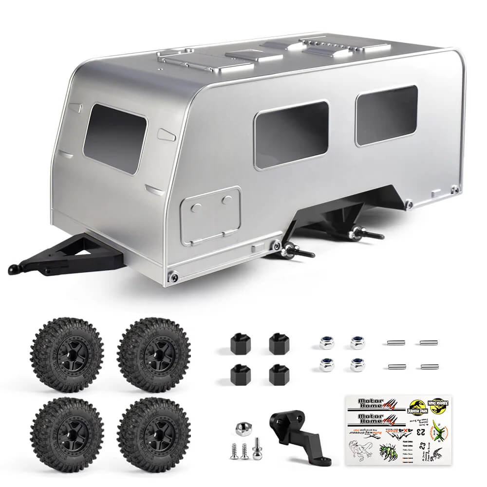 Dual Axle Caravan RV Trailer for 1/18 RC Crawlers