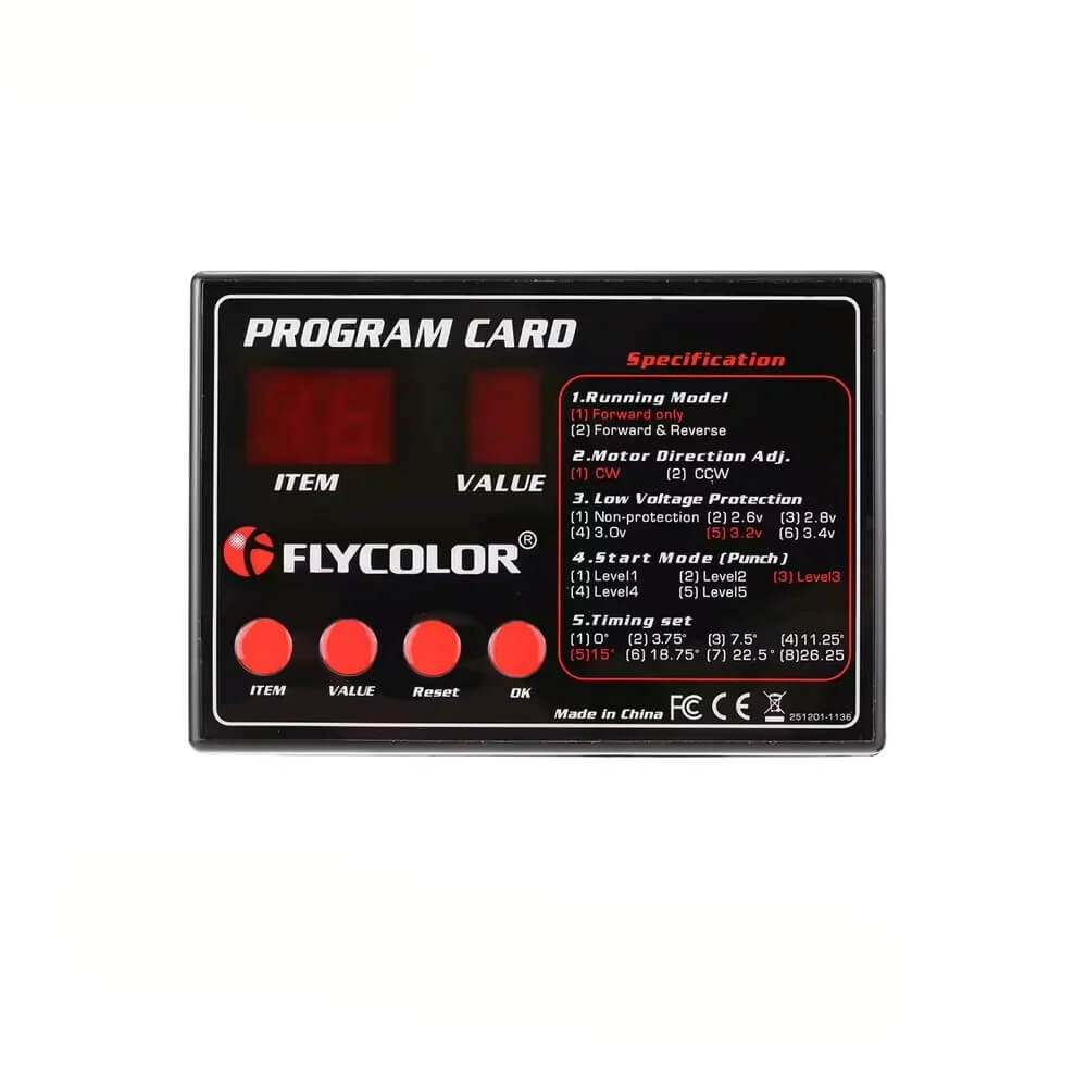 FLYCOLOR Brushless ESC Programming Card for 30A–120A Speed Controllers
