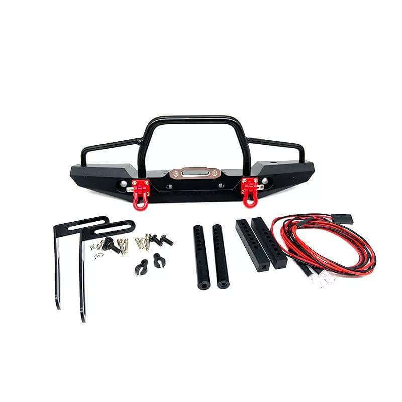 Front Metal Bumper with LED Lights for 1/10 RC Rock Crawler