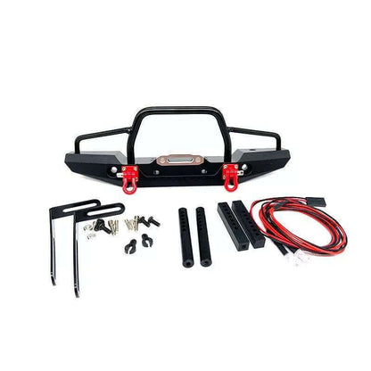 Front Metal Bumper with LED Lights for 1/10 RC Rock Crawler