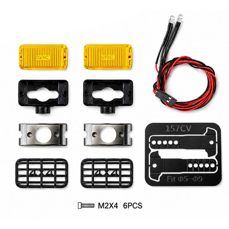 GRC 17mm Rectangular RC Car Spotlight Set for 1/8 & 1/10 Scale Crawlers