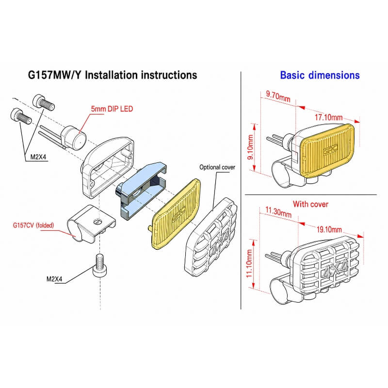 GRC 17mm Rectangular RC Car Spotlight Set for 1/8 & 1/10 Scale Crawlers