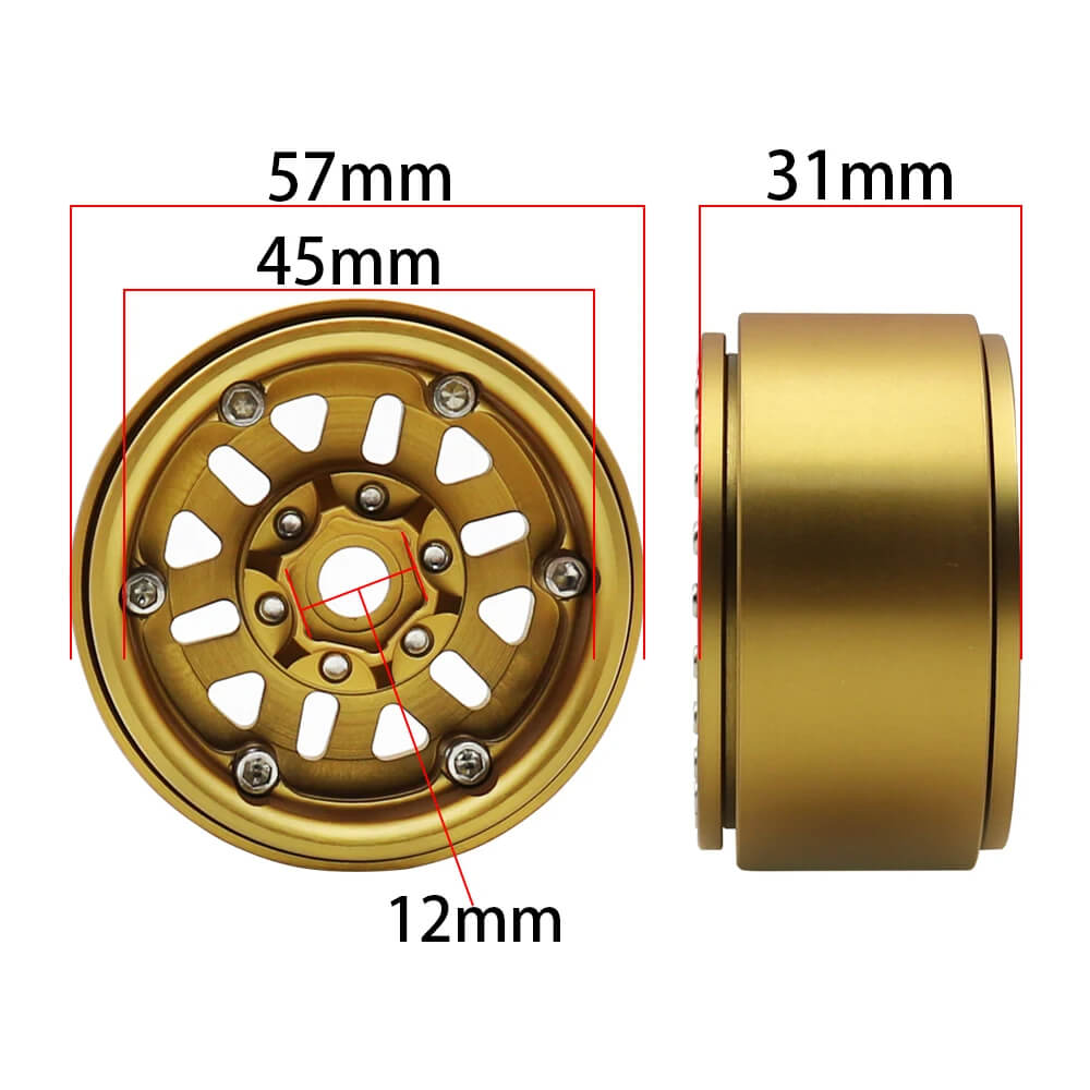 Heavy Brass 1.9 Inch Beadlock Wheel Rim Hub for 1/10 RC Rock Crawler