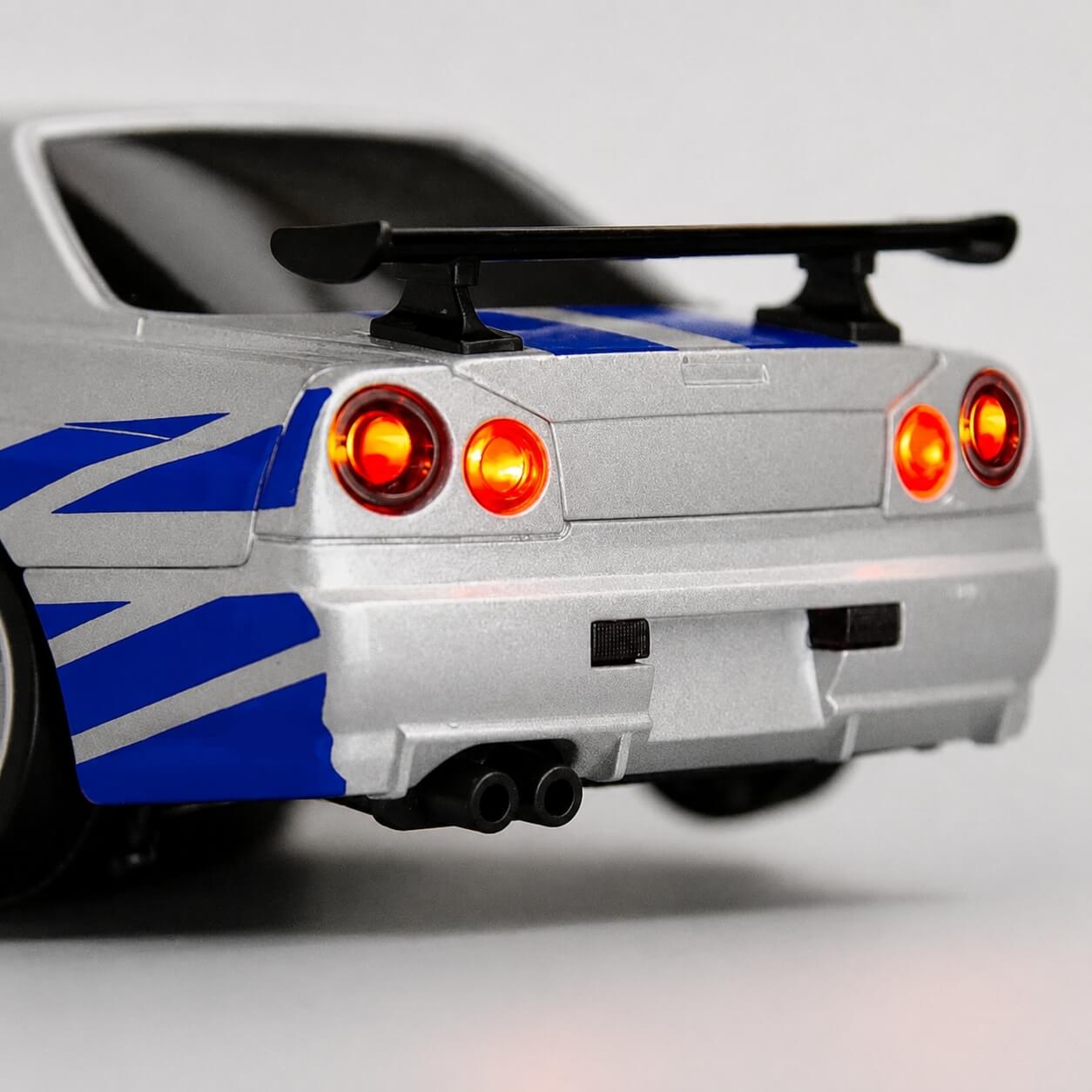 LDRC 1899 1/18 Scale RWD GTR R34 RC Drift Car with Built-in Gyro & LED Lights