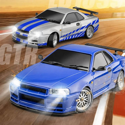 LDRC 1899 1/18 Scale RWD GTR R34 RC Drift Car with Built-in Gyro & LED Lights