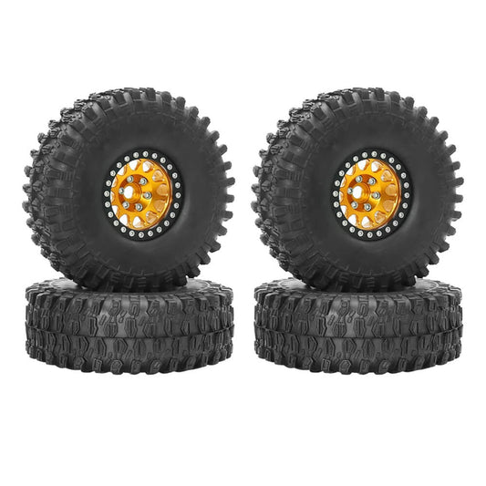 Metal 1.9" Bead-lock Rim & 120mm Tire Wheel Set for 1/10 RC Rock Crawler