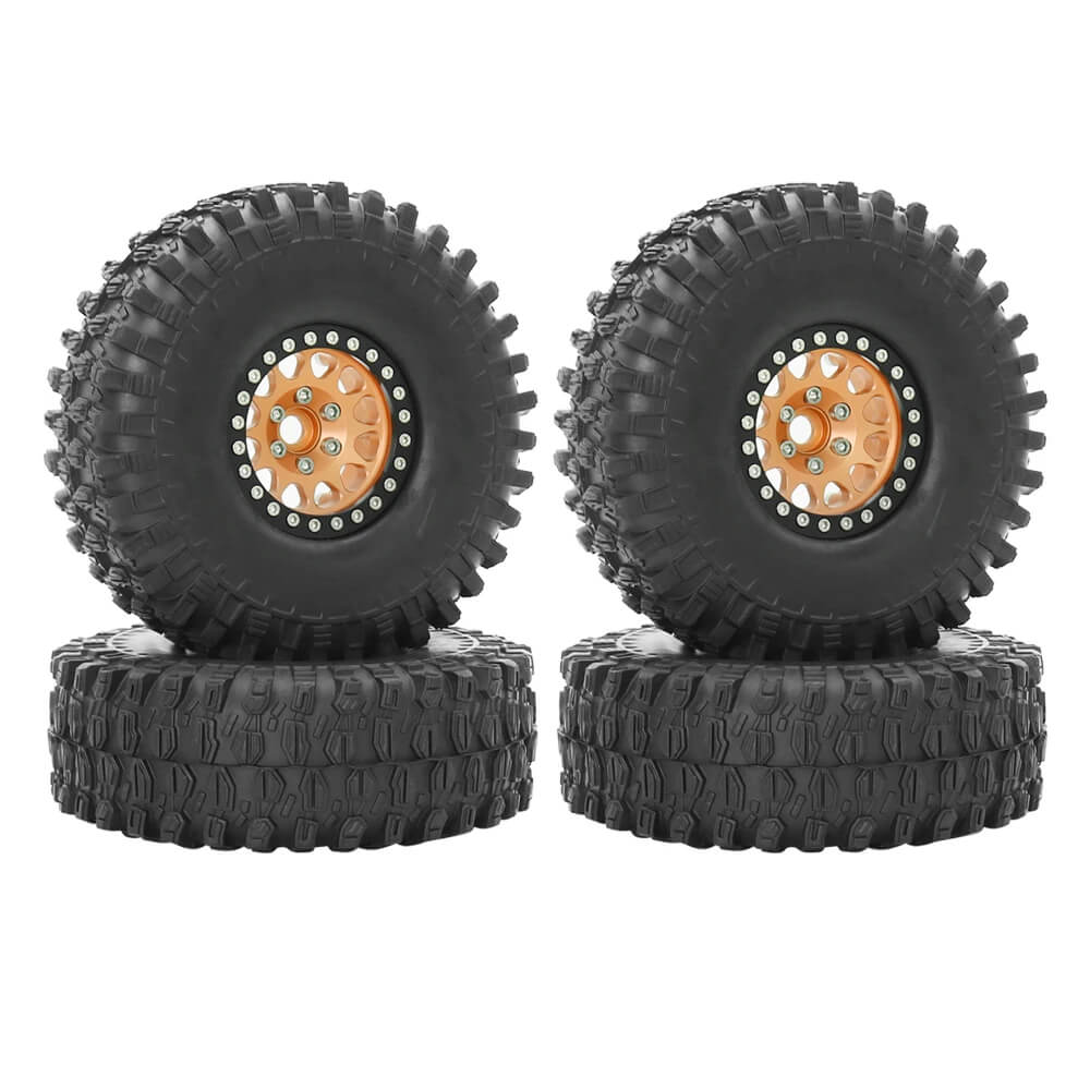 Metal 1.9" Bead-lock Rim & 120mm Tire Wheel Set for 1/10 RC Rock Crawler