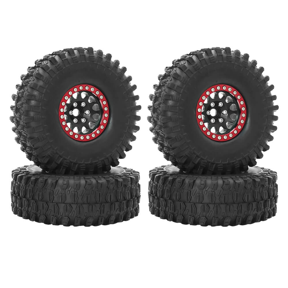 Metal 1.9" Bead-lock Rim & 120mm Tire Wheel Set for 1/10 RC Rock Crawler