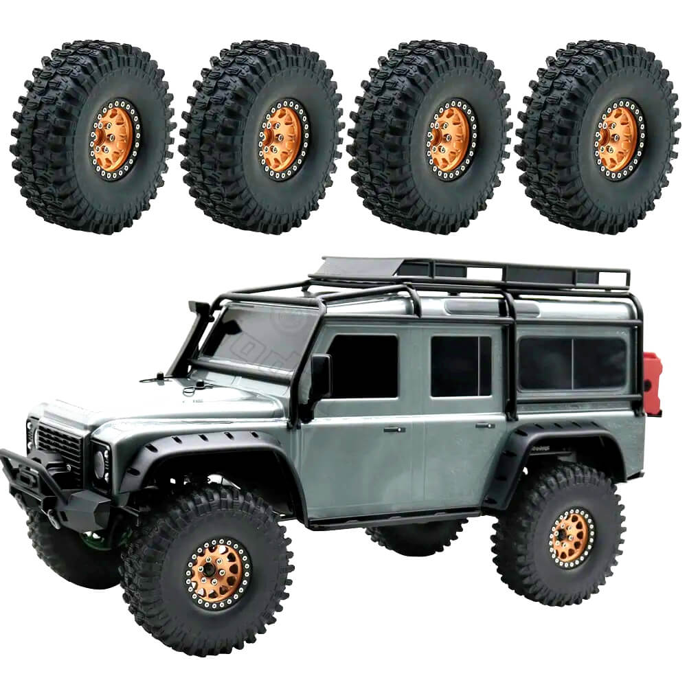 Metal 1.9" Bead-lock Rim & 120mm Tire Wheel Set for 1/10 RC Rock Crawler