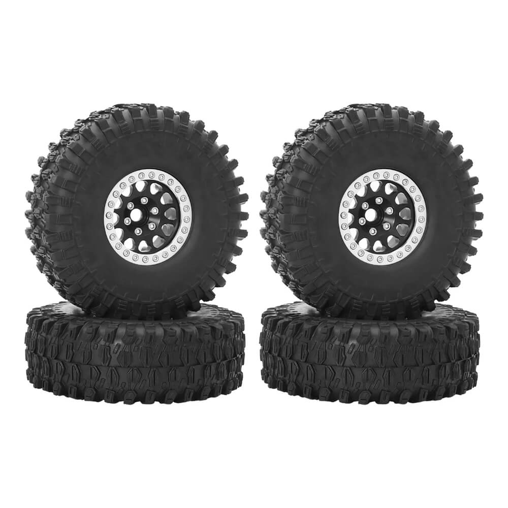 Metal 1.9" Bead-lock Rim & 120mm Tire Wheel Set for 1/10 RC Rock Crawler