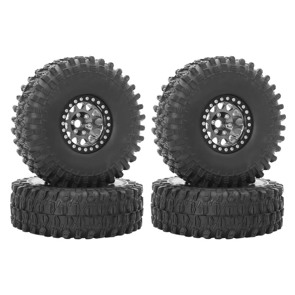 Metal 1.9" Bead-lock Rim & 120mm Tire Wheel Set for 1/10 RC Rock Crawler