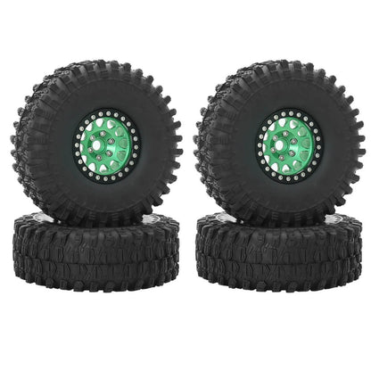 Metal 1.9" Bead-lock Rim & 120mm Tire Wheel Set for 1/10 RC Rock Crawler