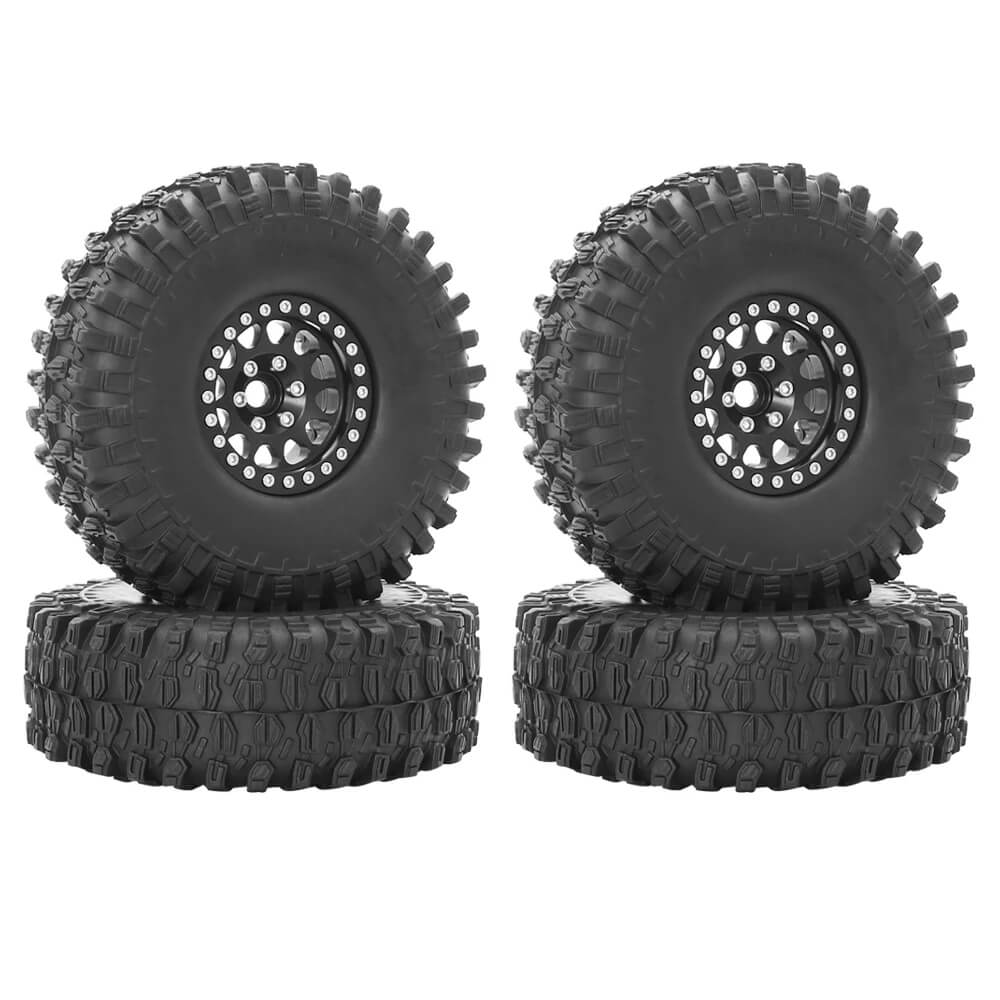 Metal 1.9" Bead-lock Rim & 120mm Tire Wheel Set for 1/10 RC Rock Crawler