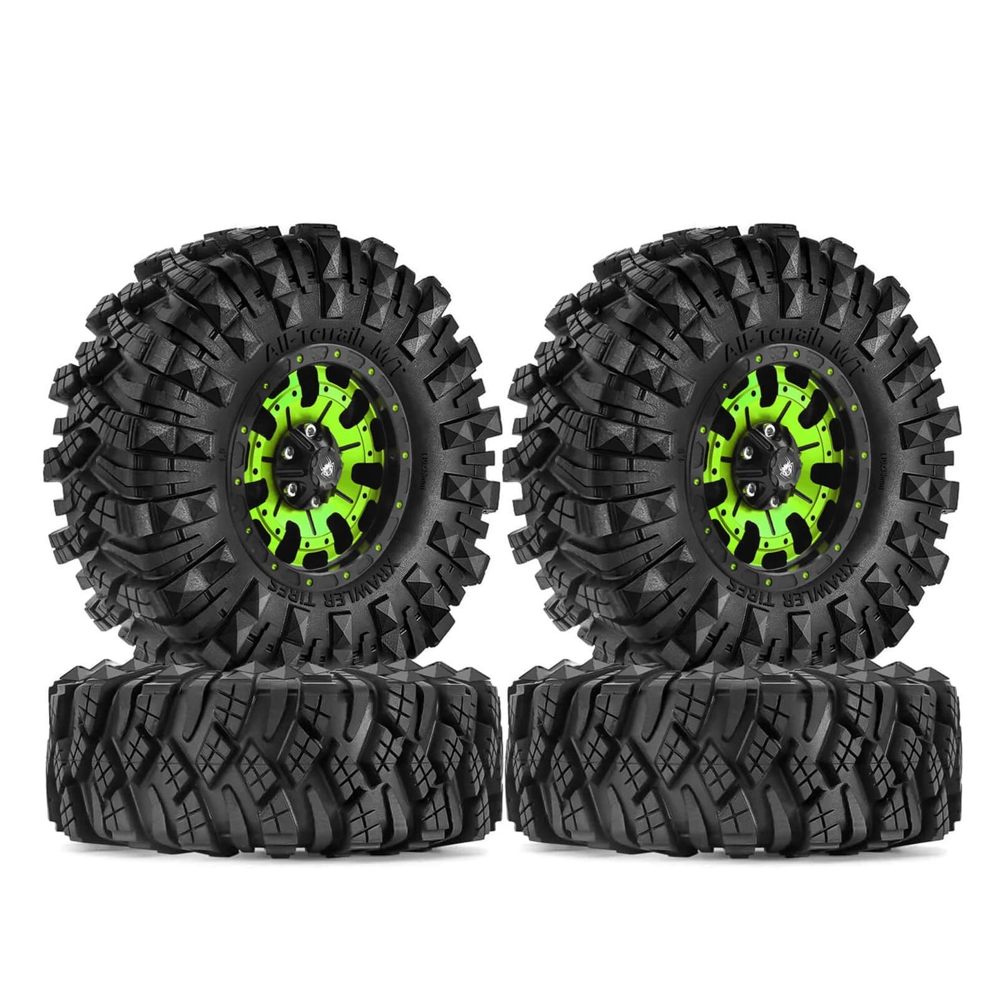 Metal 1.9" Beadlock Rim & 110mm Tires Wheel Set for 1/10 RC Rock Crawler