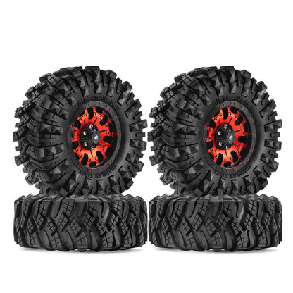 Metal 1.9" Beadlock Rim & 110mm Tires Wheel Set for 1/10 RC Rock Crawler