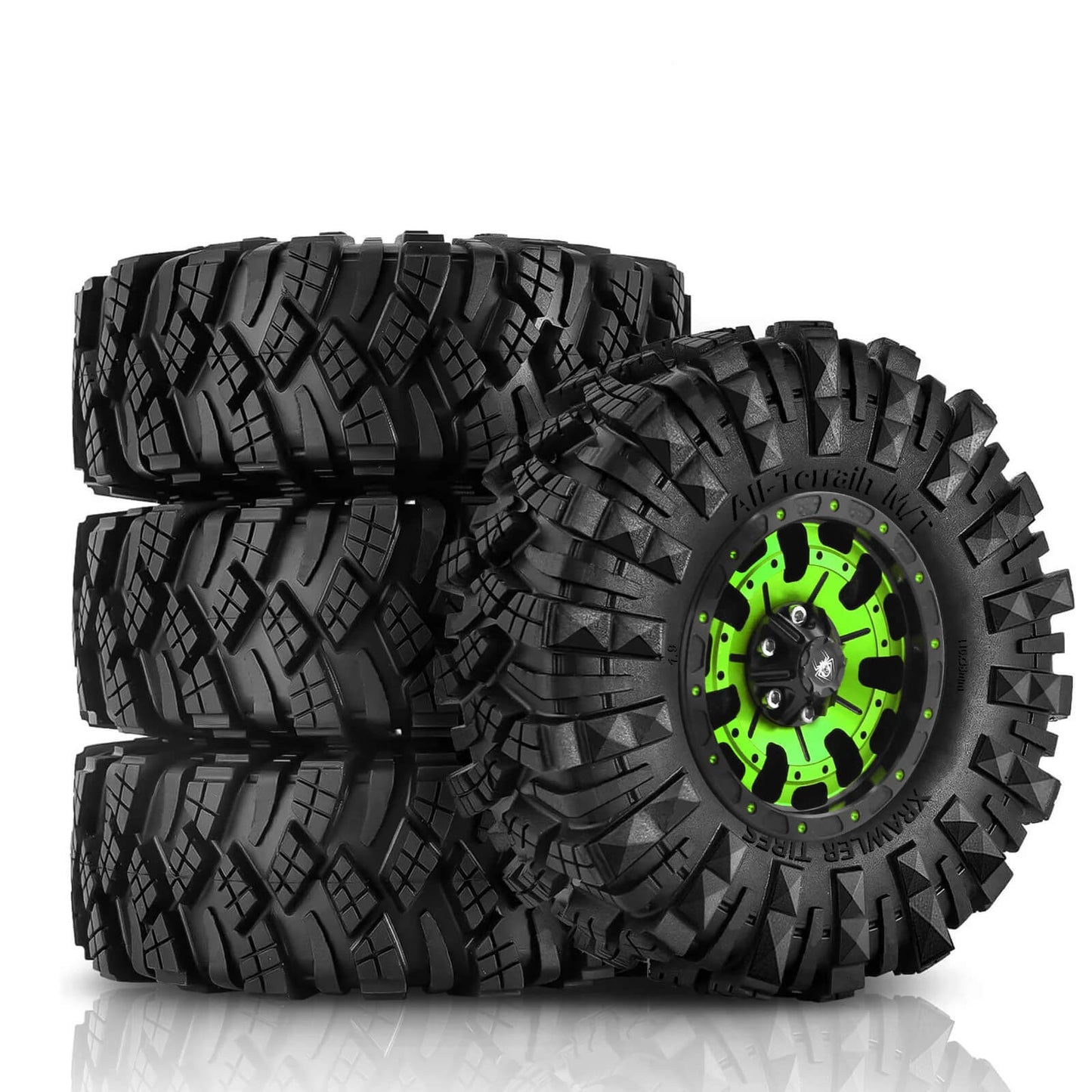 Metal 1.9" Beadlock Rim & 110mm Tires Wheel Set for 1/10 RC Rock Crawler