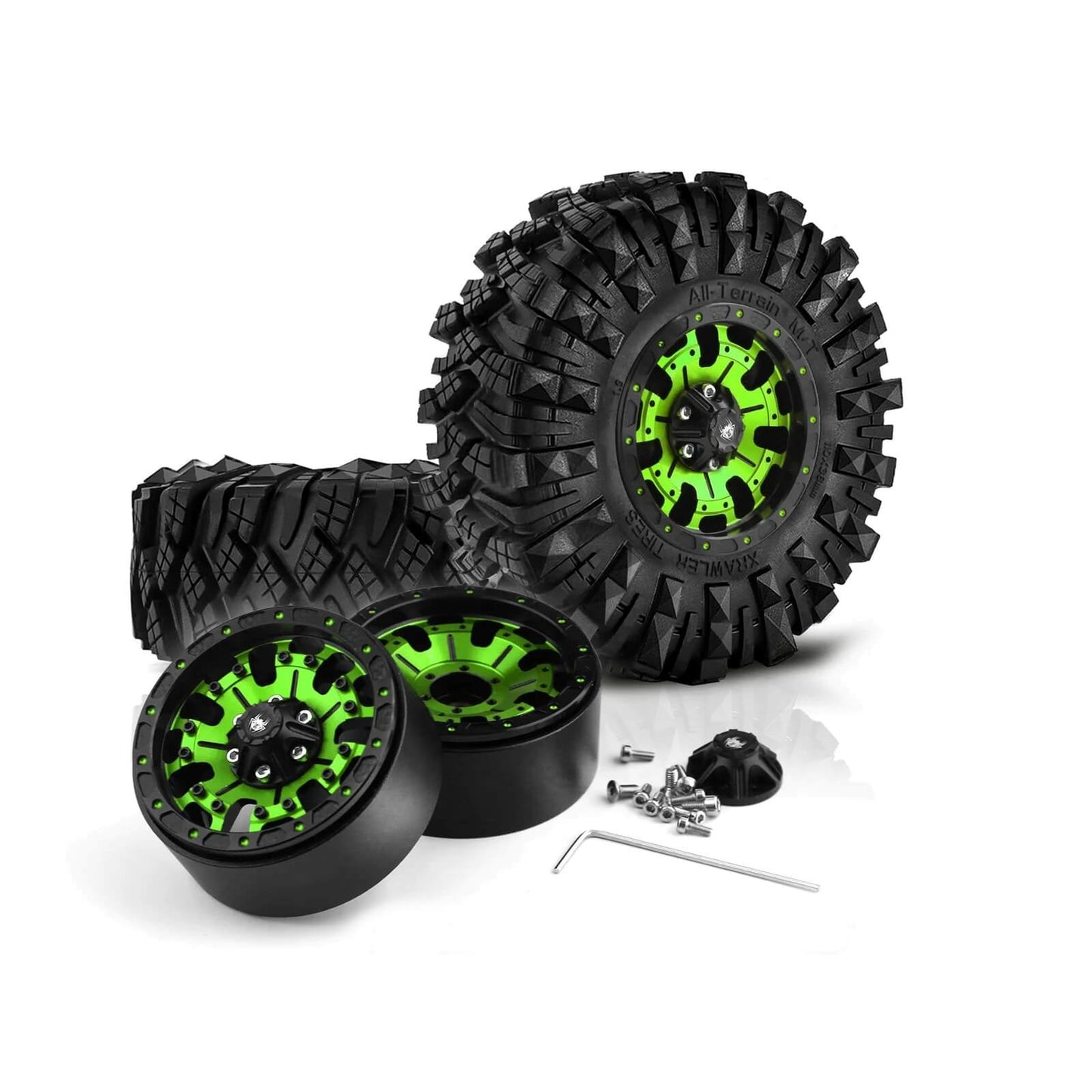 Metal 1.9" Beadlock Rim & 110mm Tires Wheel Set for 1/10 RC Rock Crawler