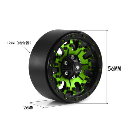 Metal 1.9" Beadlock Rim & 110mm Tires Wheel Set for 1/10 RC Rock Crawler