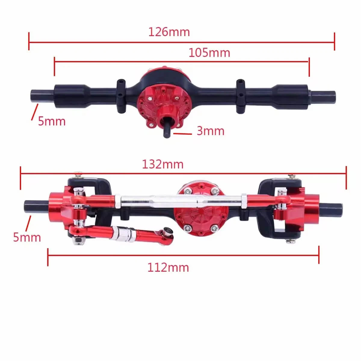 Metal Front & Rear Axle with Drive Shaft Set for WPL RC Crawlers