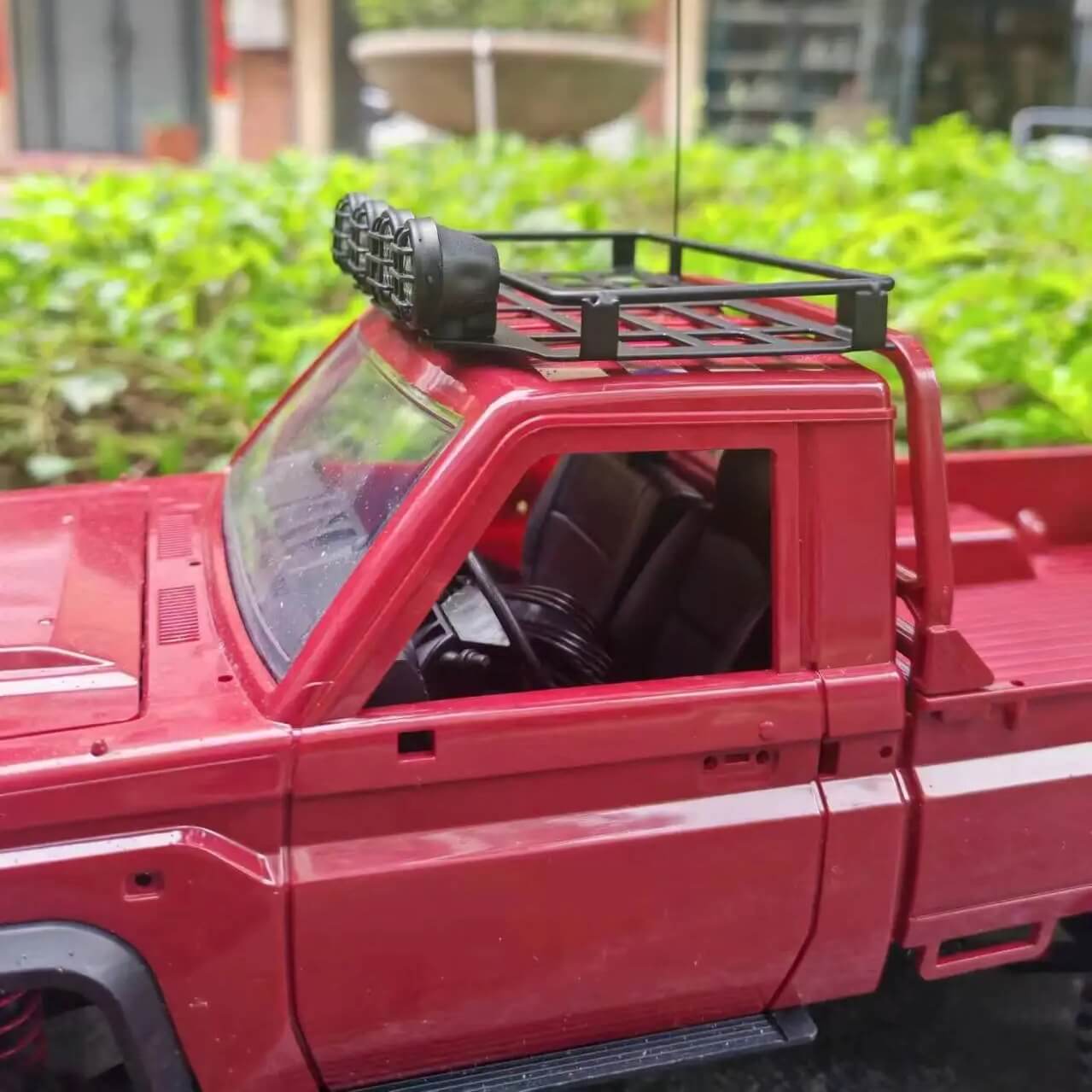 Metal Roof Rack with LED Spot Lights for 1/12 MN82 LC79 RC Crawler