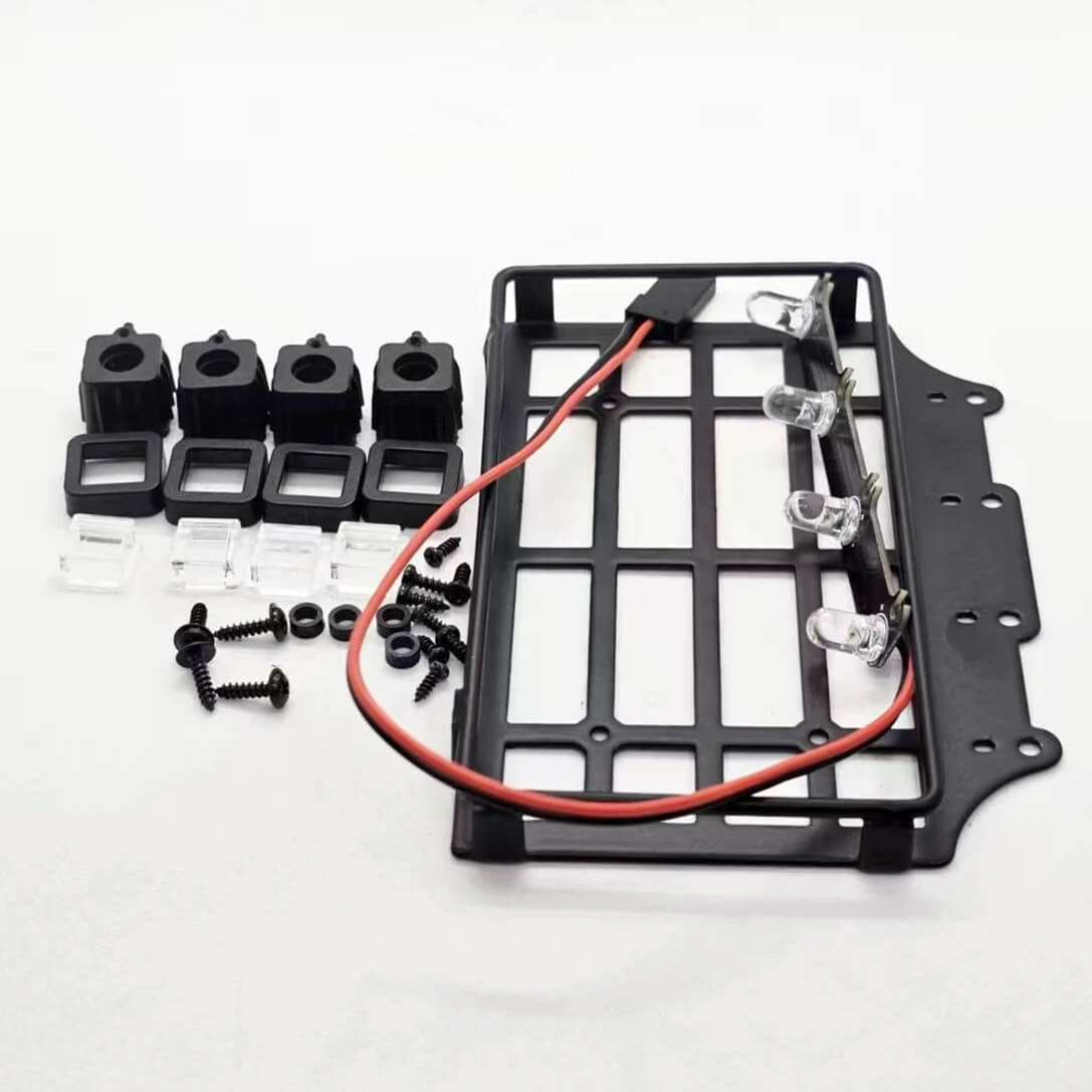 Metal Roof Rack with LED Spot Lights for 1/12 MN82 LC79 RC Crawler