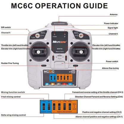 Microzone MC6C 2.4GHz 6-Channel Transmitter with MC6RE Receiver