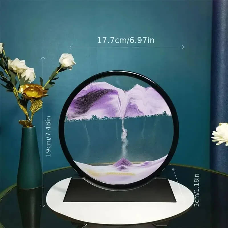 Moving Sand Art Round Glass Picture Decor