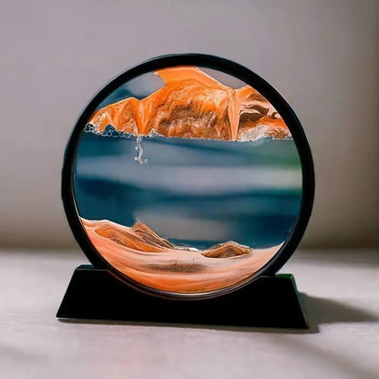 Moving Sand Art Round Glass Picture Decor