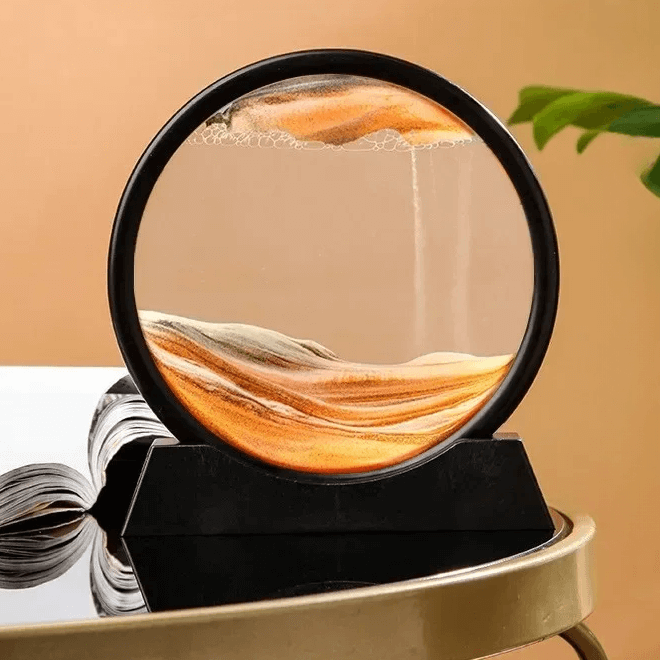 Moving Sand Art Round Glass Picture Decor