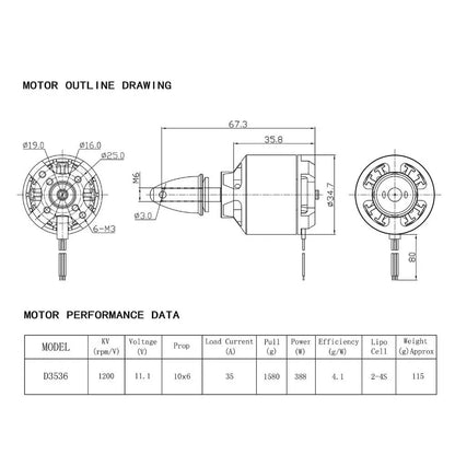 NEEBRC D3536 1200KV Outrunner Brushless Motor