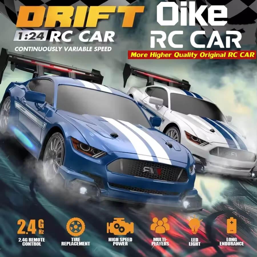 Oike 4WD GT RC Drift Car with Racing & Drift Tyres and LED Lights