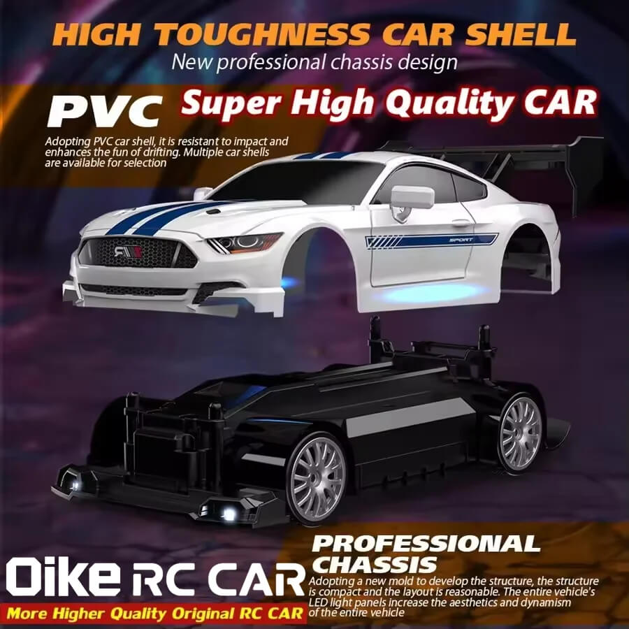 Oike 4WD GT RC Drift Car with Racing & Drift Tyres and LED Lights